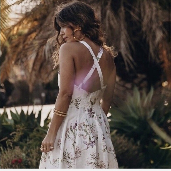 BROCK COLLECTION X H&M COLLABORATION CREAM FLORAL MIDI DRESS Sz XL Cottagecore - Picture 5 of 16